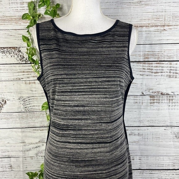 Max Studio MSSP Tennis Dress size Medium Navy Blue Striped Straight Jersey Knit - Picture 5 of 14